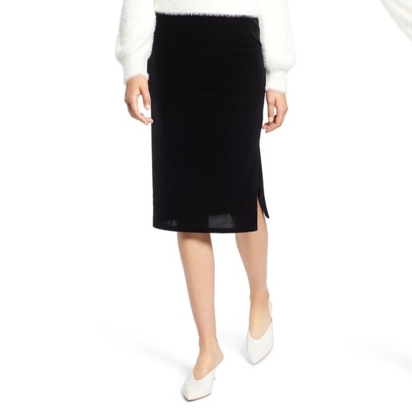 Halogen Velvet Midi Pencil Skirt - Picture 2 of 4